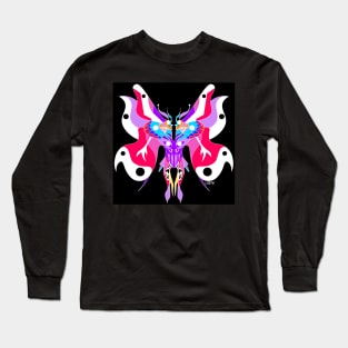 mothman ecopop butterfly cryptid kaiju in winged totonac pattern art Long Sleeve T-Shirt